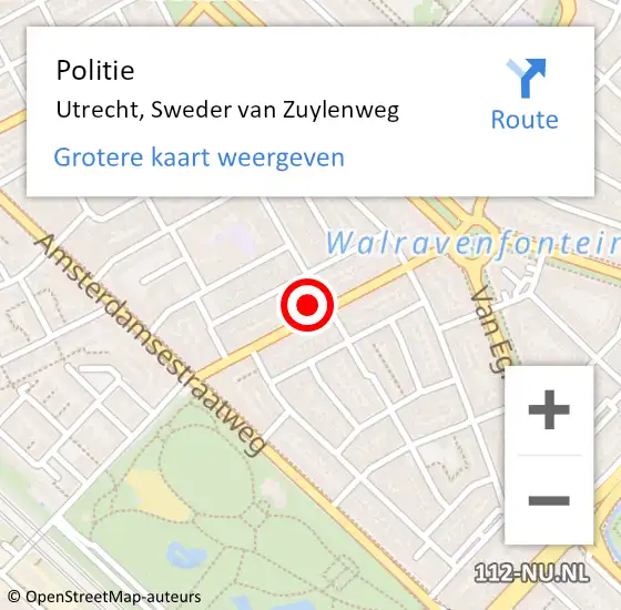 Locatie op kaart van de 112 melding: Politie Utrecht, Sweder van Zuylenweg op 25 maart 2022 21:31