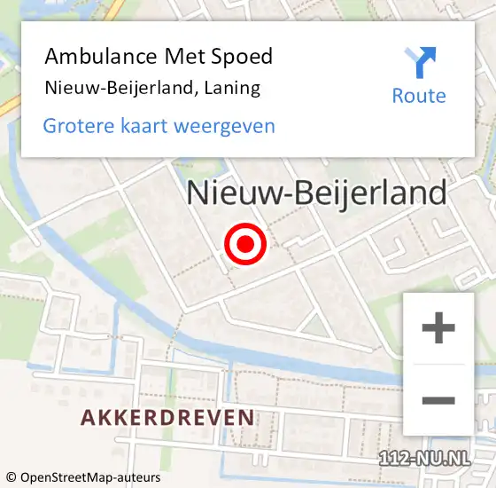 Locatie op kaart van de 112 melding: Ambulance Met Spoed Naar Nieuw-Beijerland, Laning op 25 maart 2022 22:17