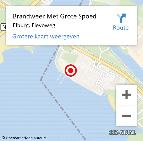 Locatie op kaart van de 112 melding: Brandweer Met Grote Spoed Naar Elburg, Flevoweg op 25 maart 2022 22:26