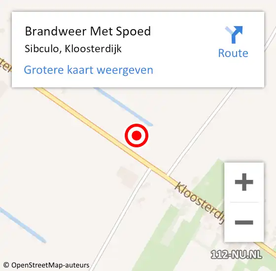 Locatie op kaart van de 112 melding: Brandweer Met Spoed Naar Sibculo, Kloosterdijk op 25 maart 2022 22:41