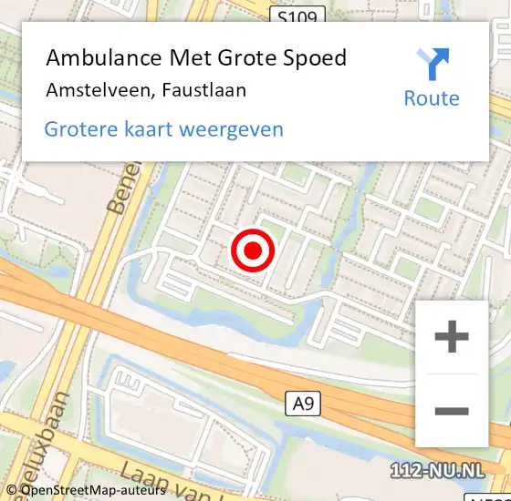 Locatie op kaart van de 112 melding: Ambulance Met Grote Spoed Naar Amstelveen, Faustlaan op 25 maart 2022 23:40