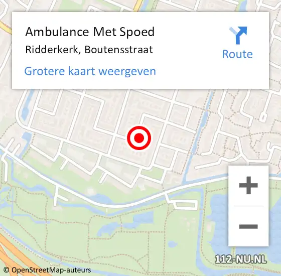 Locatie op kaart van de 112 melding: Ambulance Met Spoed Naar Ridderkerk, Boutensstraat op 26 maart 2022 01:22
