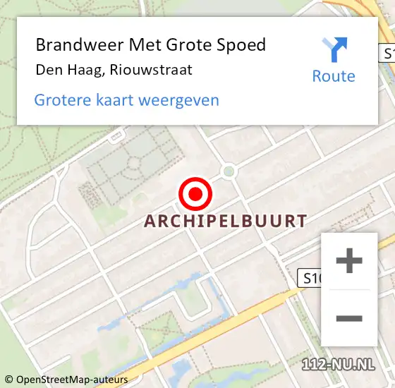 Locatie op kaart van de 112 melding: Brandweer Met Grote Spoed Naar Den Haag, Riouwstraat op 26 maart 2022 03:44