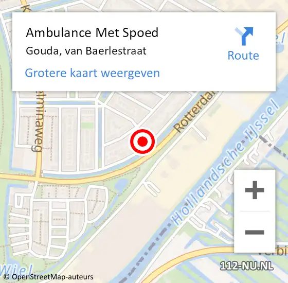 Locatie op kaart van de 112 melding: Ambulance Met Spoed Naar Gouda, van Baerlestraat op 26 maart 2022 08:21