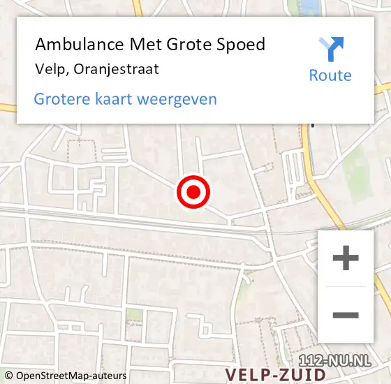 Locatie op kaart van de 112 melding: Ambulance Met Grote Spoed Naar Velp, Oranjestraat op 26 maart 2022 10:35