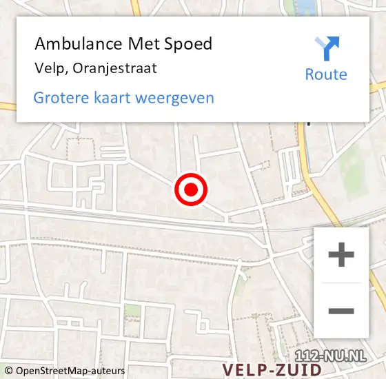 Locatie op kaart van de 112 melding: Ambulance Met Spoed Naar Velp, Oranjestraat op 26 maart 2022 10:51