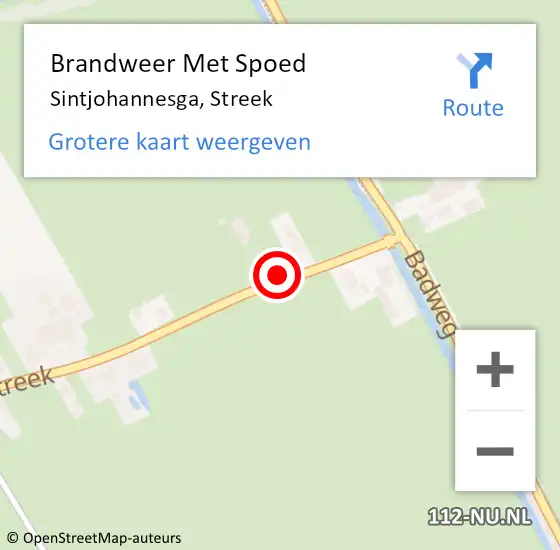 Locatie op kaart van de 112 melding: Brandweer Met Spoed Naar Sintjohannesga, Streek op 26 maart 2022 12:09