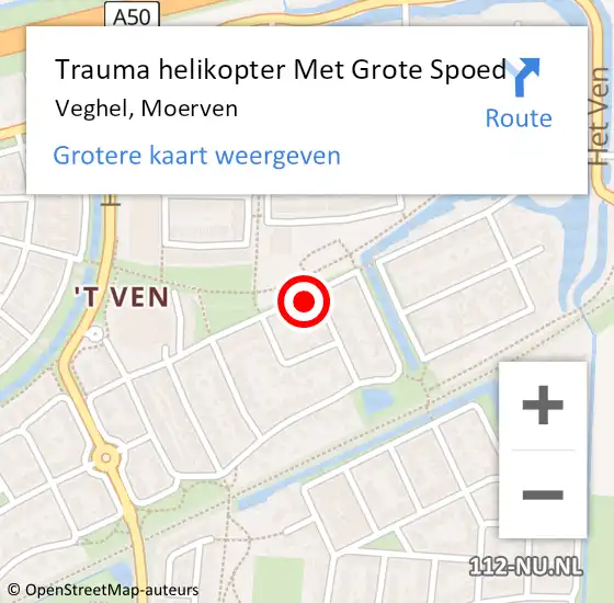 Locatie op kaart van de 112 melding: Trauma helikopter Met Grote Spoed Naar Veghel, Moerven op 26 maart 2022 12:29