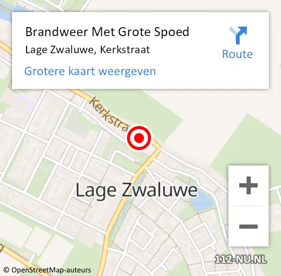Locatie op kaart van de 112 melding: Brandweer Met Grote Spoed Naar Lage Zwaluwe, Kerkstraat op 26 maart 2022 12:39