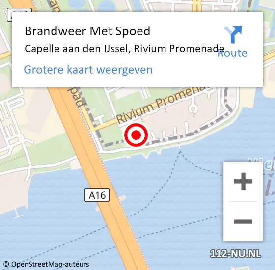 Locatie op kaart van de 112 melding: Brandweer Met Spoed Naar Capelle aan den IJssel, Rivium Promenade op 26 maart 2022 12:52