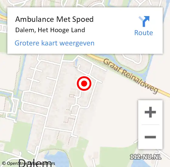 Locatie op kaart van de 112 melding: Ambulance Met Spoed Naar Dalem, Het Hooge Land op 26 maart 2022 13:20