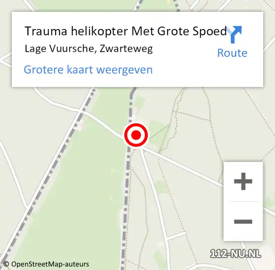 Locatie op kaart van de 112 melding: Trauma helikopter Met Grote Spoed Naar Lage Vuursche, Zwarteweg op 26 maart 2022 13:58