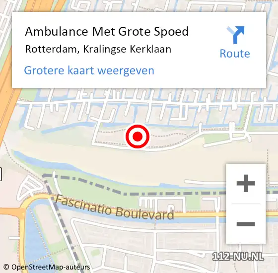 Locatie op kaart van de 112 melding: Ambulance Met Grote Spoed Naar Rotterdam, Kralingse Kerklaan op 26 maart 2022 17:58