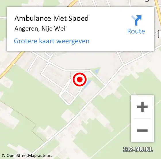 Locatie op kaart van de 112 melding: Ambulance Met Spoed Naar Angeren, Nije Wei op 26 maart 2022 19:25
