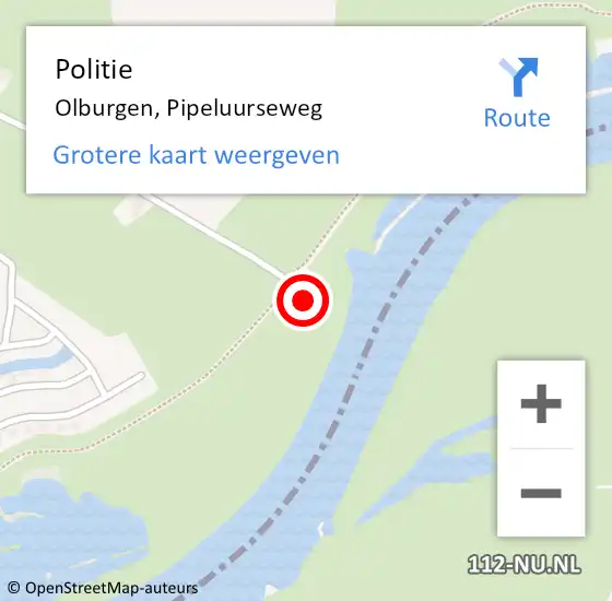 Locatie op kaart van de 112 melding: Politie Olburgen, Pipeluurseweg op 26 maart 2022 20:39