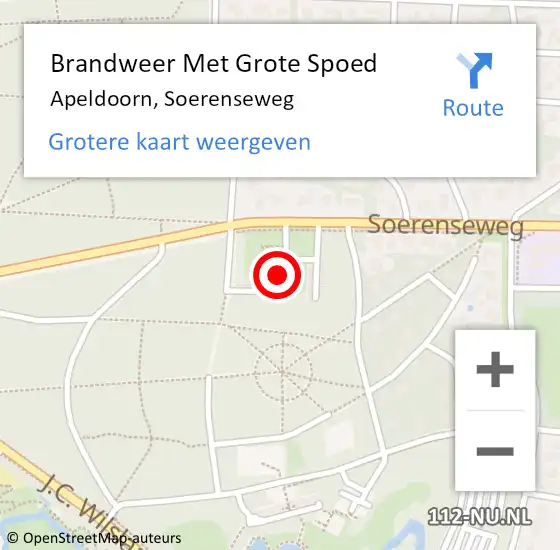 Locatie op kaart van de 112 melding: Brandweer Met Grote Spoed Naar Apeldoorn, Soerenseweg op 26 maart 2022 21:09