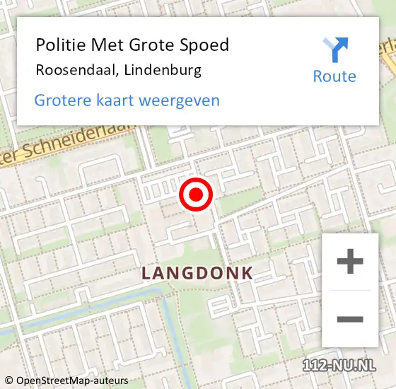 Locatie op kaart van de 112 melding: Politie Met Grote Spoed Naar Roosendaal, Lindenburg op 26 maart 2022 21:32