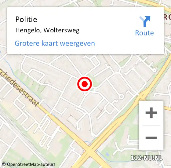 Locatie op kaart van de 112 melding: Politie Hengelo, Woltersweg op 26 maart 2022 21:38