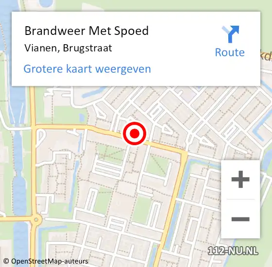 Locatie op kaart van de 112 melding: Brandweer Met Spoed Naar Vianen, Brugstraat op 26 maart 2022 21:51