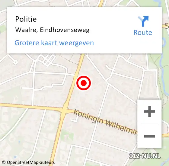 Locatie op kaart van de 112 melding: Politie Waalre, Eindhovenseweg op 26 maart 2022 21:58