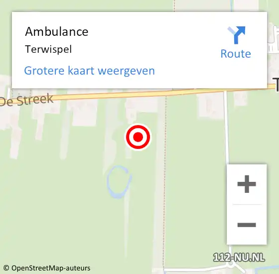 Locatie op kaart van de 112 melding: Ambulance Terwispel op 26 maart 2022 23:07