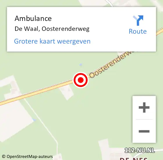 Locatie op kaart van de 112 melding: Ambulance De Waal, Oosterenderweg op 26 maart 2022 23:08