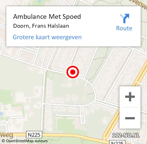 Locatie op kaart van de 112 melding: Ambulance Met Spoed Naar Doorn, Frans Halslaan op 12 juli 2014 11:04