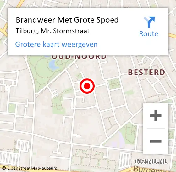 Locatie op kaart van de 112 melding: Brandweer Met Grote Spoed Naar Tilburg, Mr. Stormstraat op 27 maart 2022 05:09