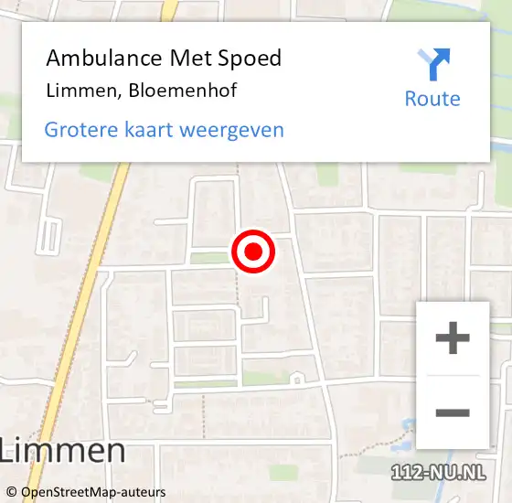 Locatie op kaart van de 112 melding: Ambulance Met Spoed Naar Limmen, Bloemenhof op 27 maart 2022 09:55
