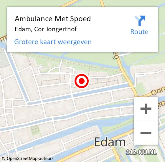 Locatie op kaart van de 112 melding: Ambulance Met Spoed Naar Edam, Cor Jongerthof op 27 maart 2022 10:15