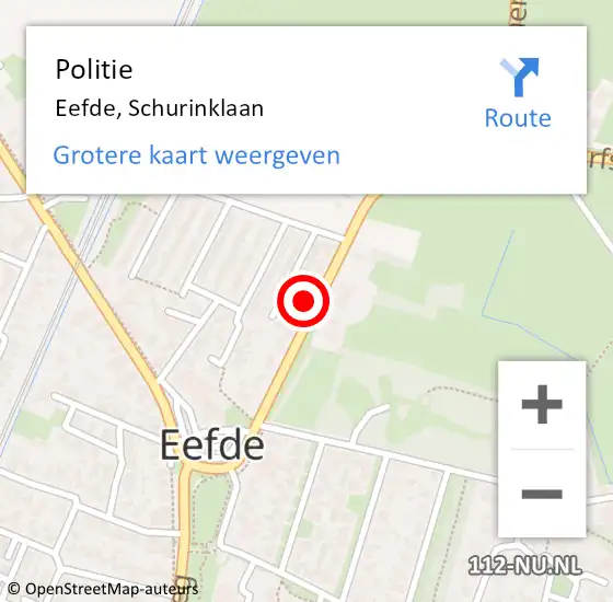 Locatie op kaart van de 112 melding: Politie Eefde, Schurinklaan op 27 maart 2022 10:45