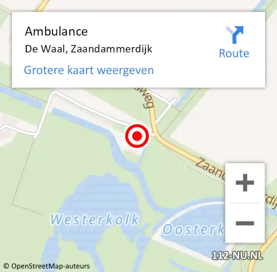 Locatie op kaart van de 112 melding: Ambulance De Waal, Zaandammerdijk op 27 maart 2022 13:49