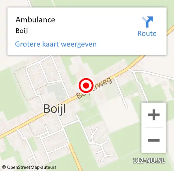Locatie op kaart van de 112 melding: Ambulance Boijl op 27 maart 2022 14:41