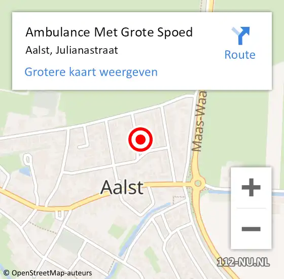 Locatie op kaart van de 112 melding: Ambulance Met Grote Spoed Naar Aalst, Julianastraat op 27 maart 2022 16:31
