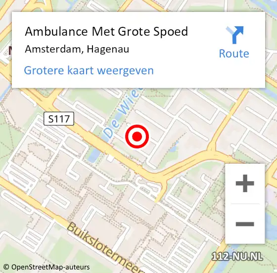 Locatie op kaart van de 112 melding: Ambulance Met Grote Spoed Naar Amsterdam, Hagenau op 27 maart 2022 17:50