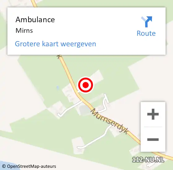 Locatie op kaart van de 112 melding: Ambulance Mirns op 27 maart 2022 17:53