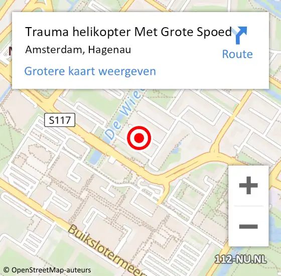 Locatie op kaart van de 112 melding: Trauma helikopter Met Grote Spoed Naar Amsterdam, Hagenau op 27 maart 2022 17:56