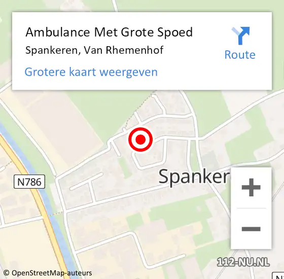 Locatie op kaart van de 112 melding: Ambulance Met Grote Spoed Naar Spankeren, Van Rhemenhof op 27 maart 2022 18:27