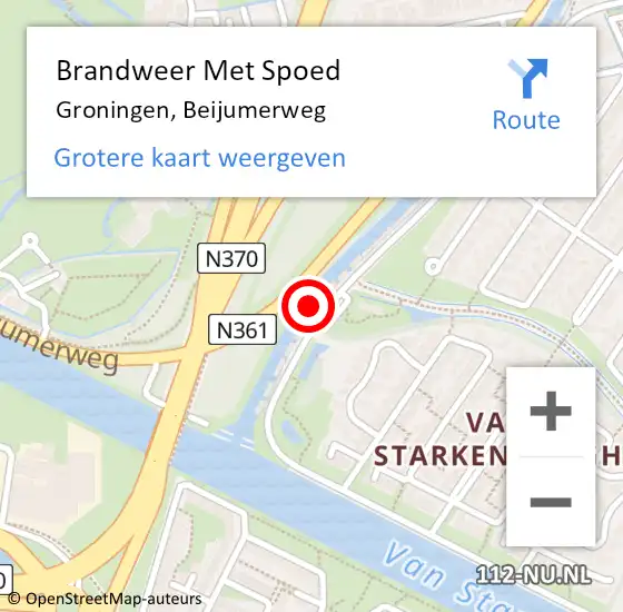 Locatie op kaart van de 112 melding: Brandweer Met Spoed Naar Groningen, Beijumerweg op 27 maart 2022 19:03
