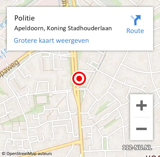 Locatie op kaart van de 112 melding: Politie Apeldoorn, Koning Stadhouderlaan op 27 maart 2022 20:20