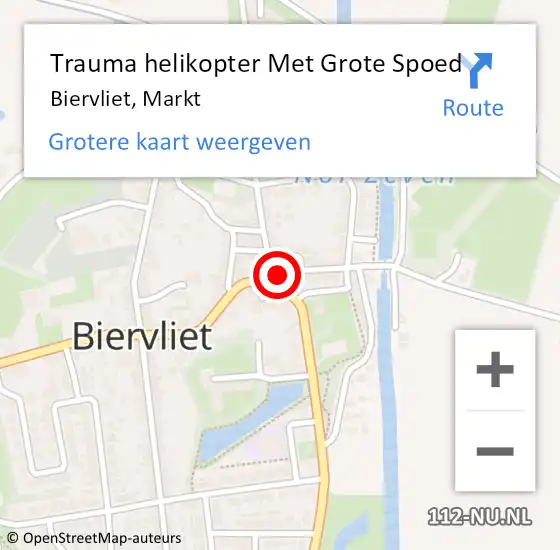Locatie op kaart van de 112 melding: Trauma helikopter Met Grote Spoed Naar Biervliet, Markt op 27 maart 2022 21:54