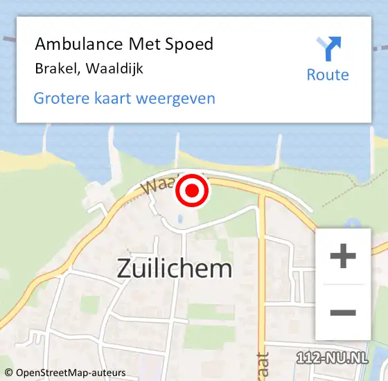 Locatie op kaart van de 112 melding: Ambulance Met Spoed Naar Brakel, Waaldijk op 28 maart 2022 04:35