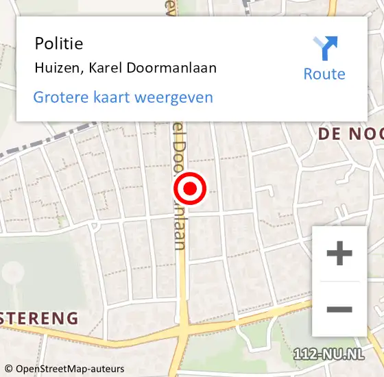 Locatie op kaart van de 112 melding: Politie Huizen, Karel Doormanlaan op 28 maart 2022 06:29