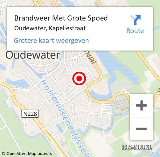 Locatie op kaart van de 112 melding: Brandweer Met Grote Spoed Naar Oudewater, Kapellestraat op 28 maart 2022 07:43