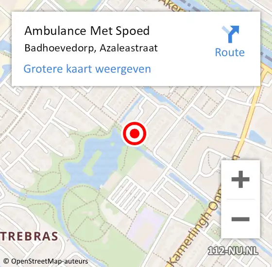 Locatie op kaart van de 112 melding: Ambulance Met Spoed Naar Badhoevedorp, Azaleastraat op 28 maart 2022 08:28