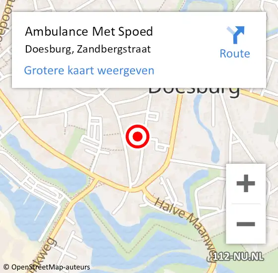 Locatie op kaart van de 112 melding: Ambulance Met Spoed Naar Doesburg, Zandbergstraat op 28 maart 2022 09:05