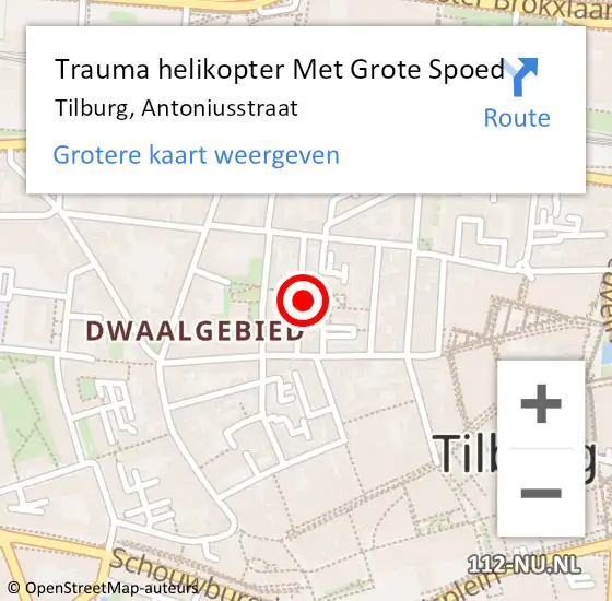 Locatie op kaart van de 112 melding: Trauma helikopter Met Grote Spoed Naar Tilburg, Antoniusstraat op 28 maart 2022 10:16