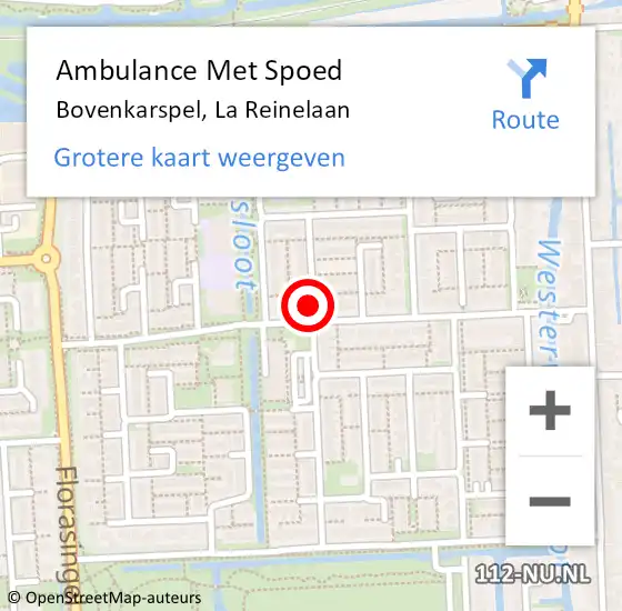 Locatie op kaart van de 112 melding: Ambulance Met Spoed Naar Bovenkarspel, La Reinelaan op 28 maart 2022 11:05