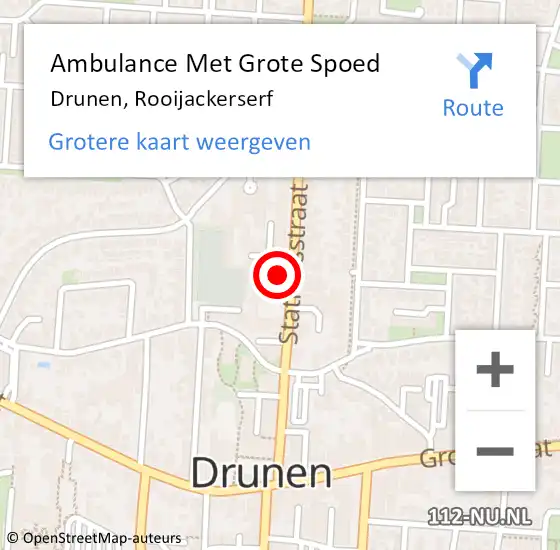 Locatie op kaart van de 112 melding: Ambulance Met Grote Spoed Naar Drunen, Rooijackerserf op 28 maart 2022 13:00