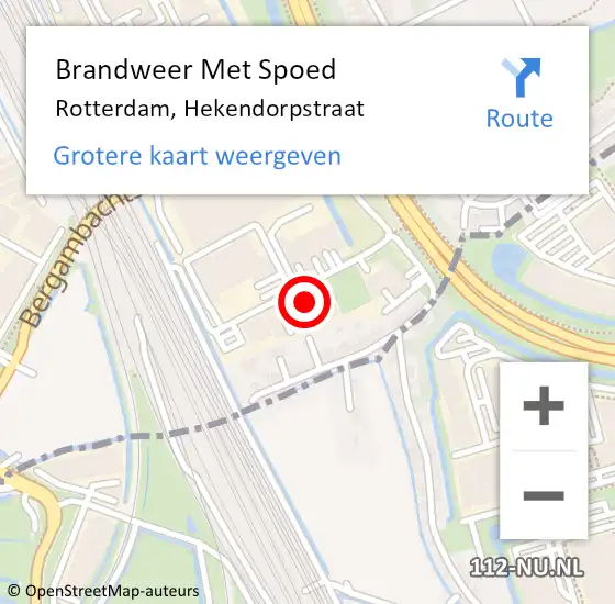 Locatie op kaart van de 112 melding: Brandweer Met Spoed Naar Rotterdam, Hekendorpstraat op 28 maart 2022 13:26